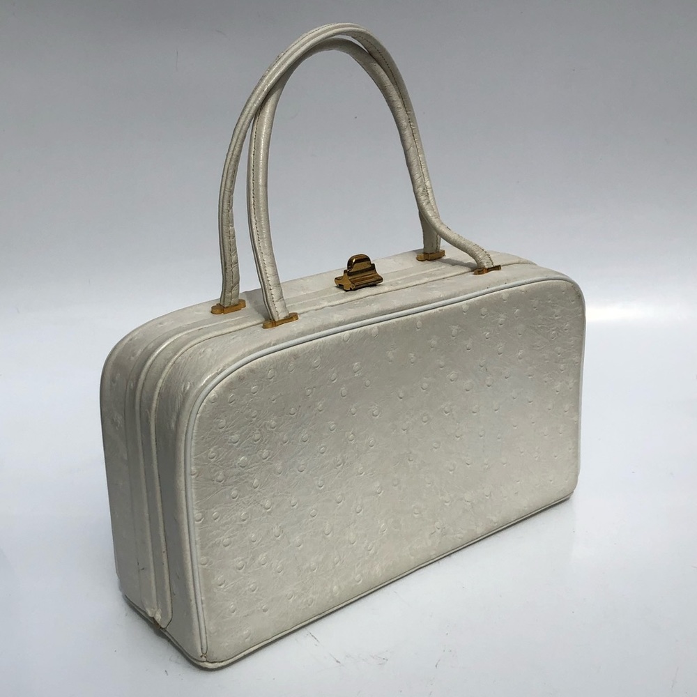 Vintage White Croc Hide Satchel Bag